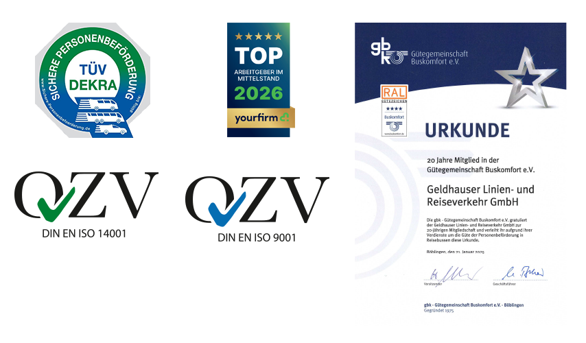 Grafik mit verschienenen Logos über die Mitgliedschaften von Geldhauser Reisen